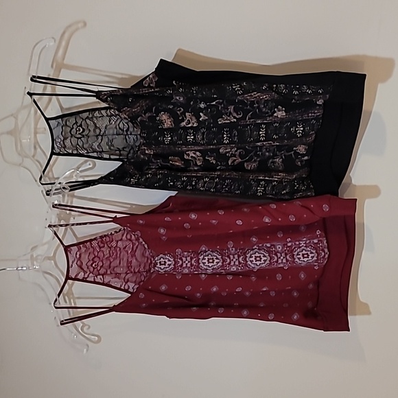 NWT * 2 Maurice Tops Black Top & Red/Maroon Top both wtih Lace Back - Picture 3 of 15